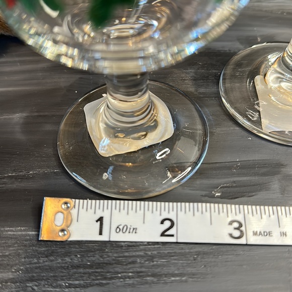 Vintage Libbey gold rimmed holly glass stemware set of 2 - Picture 4 of 7
